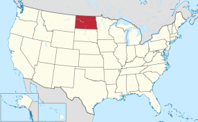 Map of the United States with North Dakota highlighted