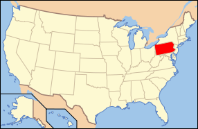 Map of the United States with Pennsylvania highlighted