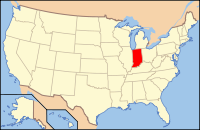 Map of the United States with Indiana highlighted