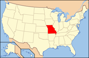 Map of the United States with Missouri highlighted